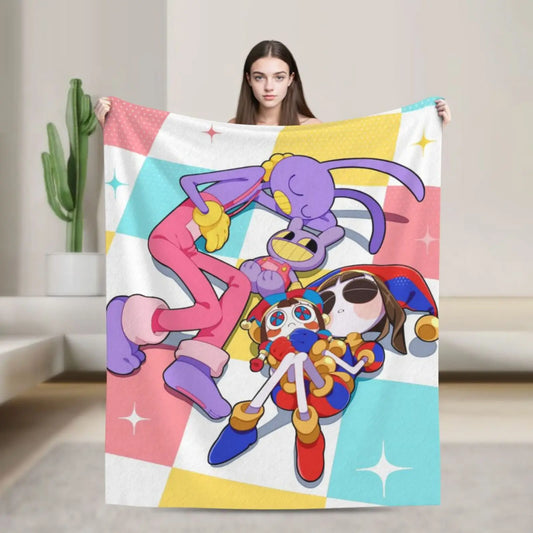 Colorful Cartoon Character Flannel Throw Blanket . Soft Cozy Blanket for Bed, Sofa & Lounge