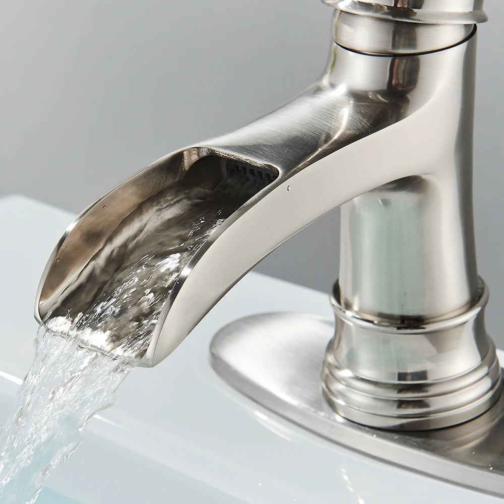 Waterfall Bathroom Faucet Oil Rubbed Bronze Single Handle Lavatory Mixer Tap  Vessel Sink Faucet Farmhouse Vanity  Sink Faucet