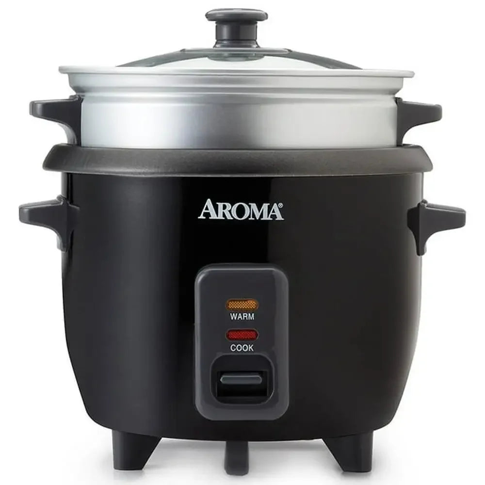 White Pot Style Rice Cooker Six Cup Capacity Nonstick Tray