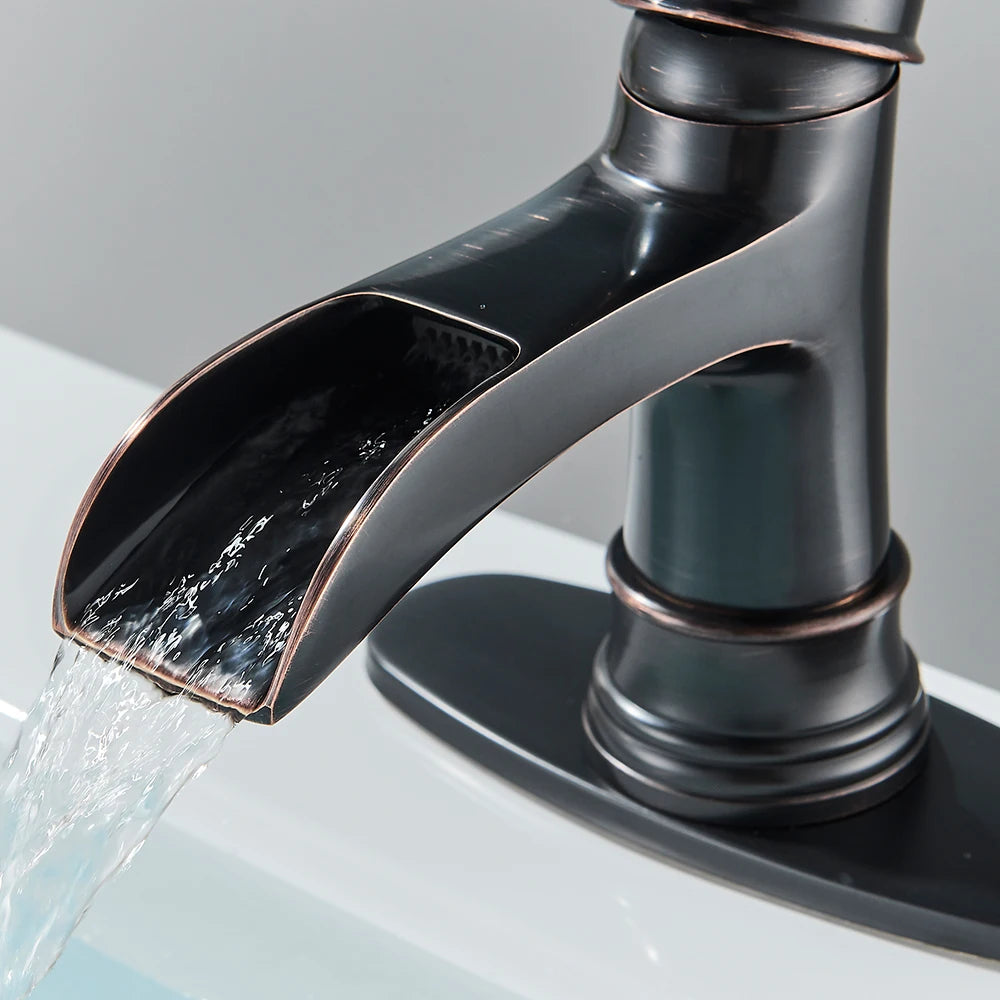 Waterfall Faucet Oil Rubbed Bronze Single Handle Lavatory