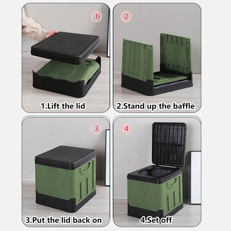 Folding Portable Emergency RV Travel Toilet Deodorant Adult Mobile Toilet Storage Bucket for Outdoor Camping Hiking Self Driving