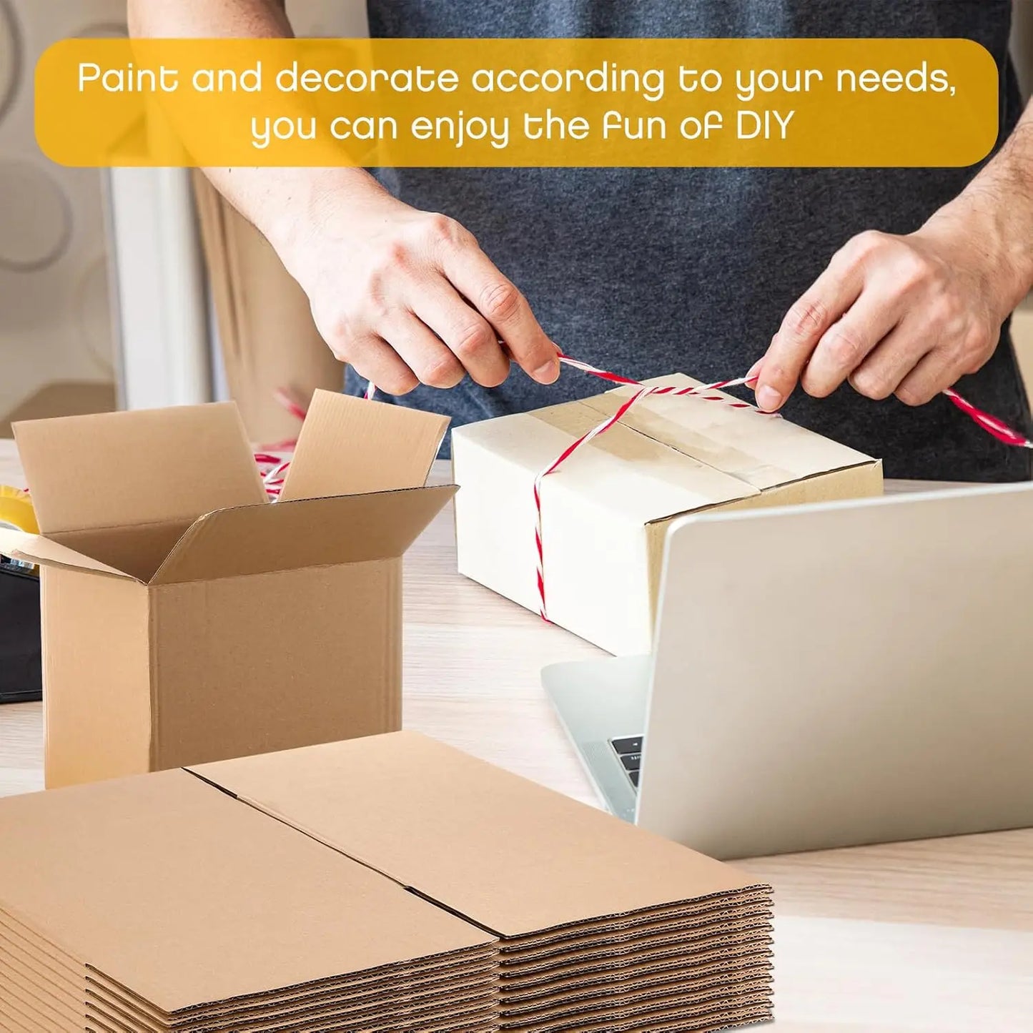 100-Pack Corrugated Paper Gift Boxes 6x6x6 in (15.2 x 15.2 x 15.2 cm). Brown Shipping & Mailing Boxes for Gifts, Packaging, Moving & Small Business