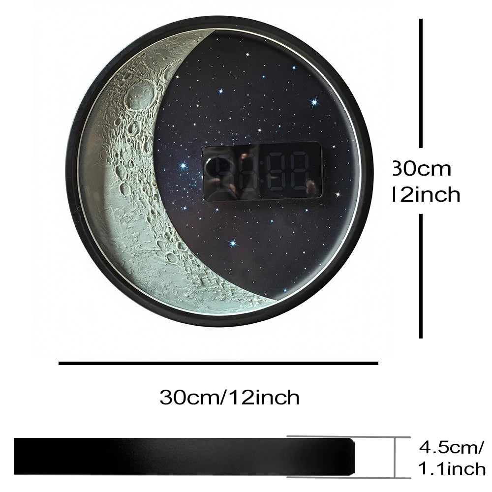 Luna Glow Moon Phase LED Digital Wall Clock