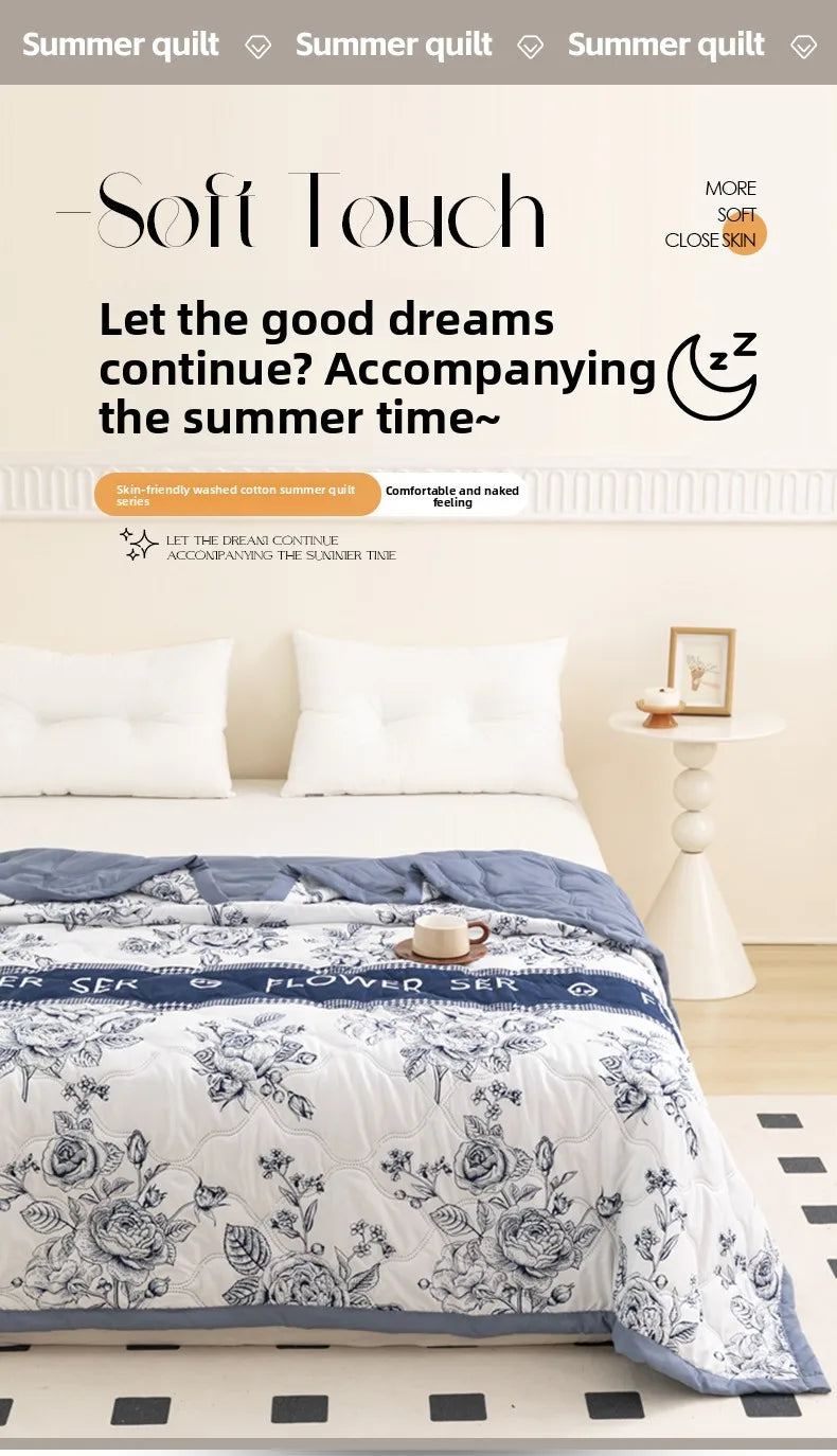 Floral Style Duvet Summer Thin Quilt Skin-friendly Bedspread Air Conditioning Blanket edredones Adults Kids Room Comforter Quilt