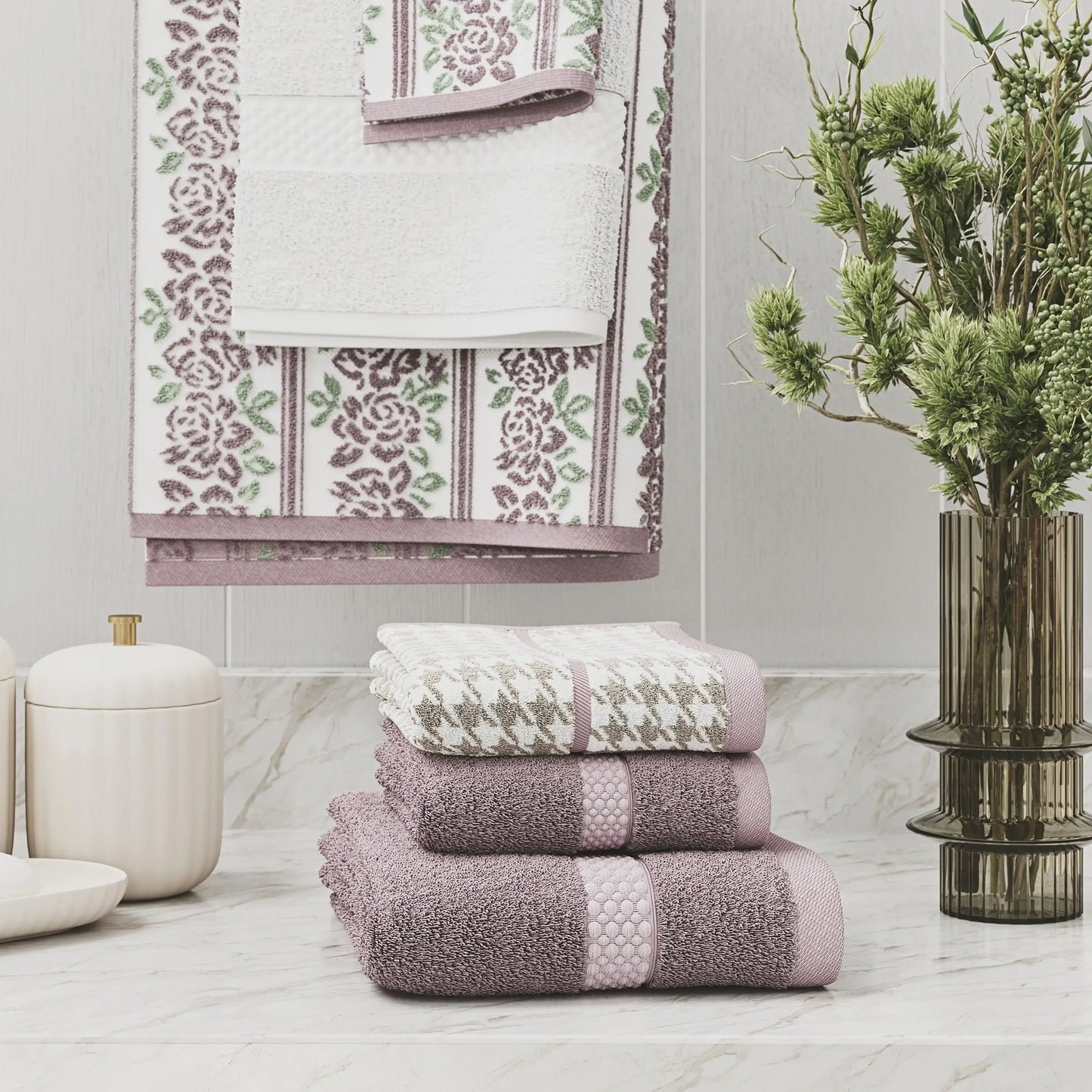 Beautiful Dobby 6pk Towel Set, Contains 2 Bath, 2 Hand, 2 Wash - Rose Pink by Drew Barrymore