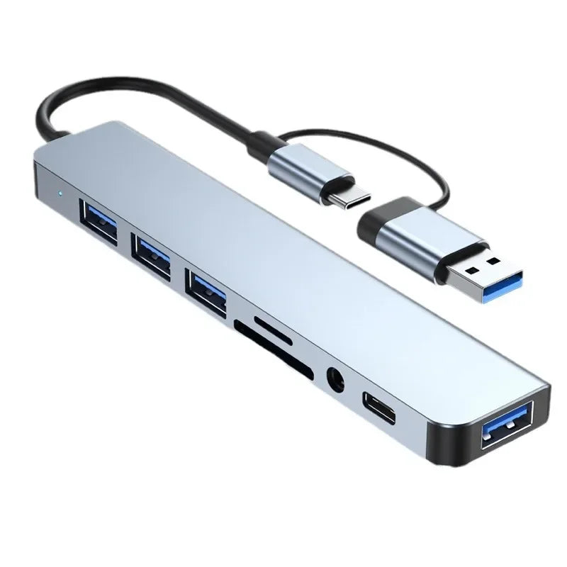 8-in-2 USB-C Docking Station Hub with HDMI, USB 3.0, SD/TF Card Reader & 3.5mm Audio Adapter