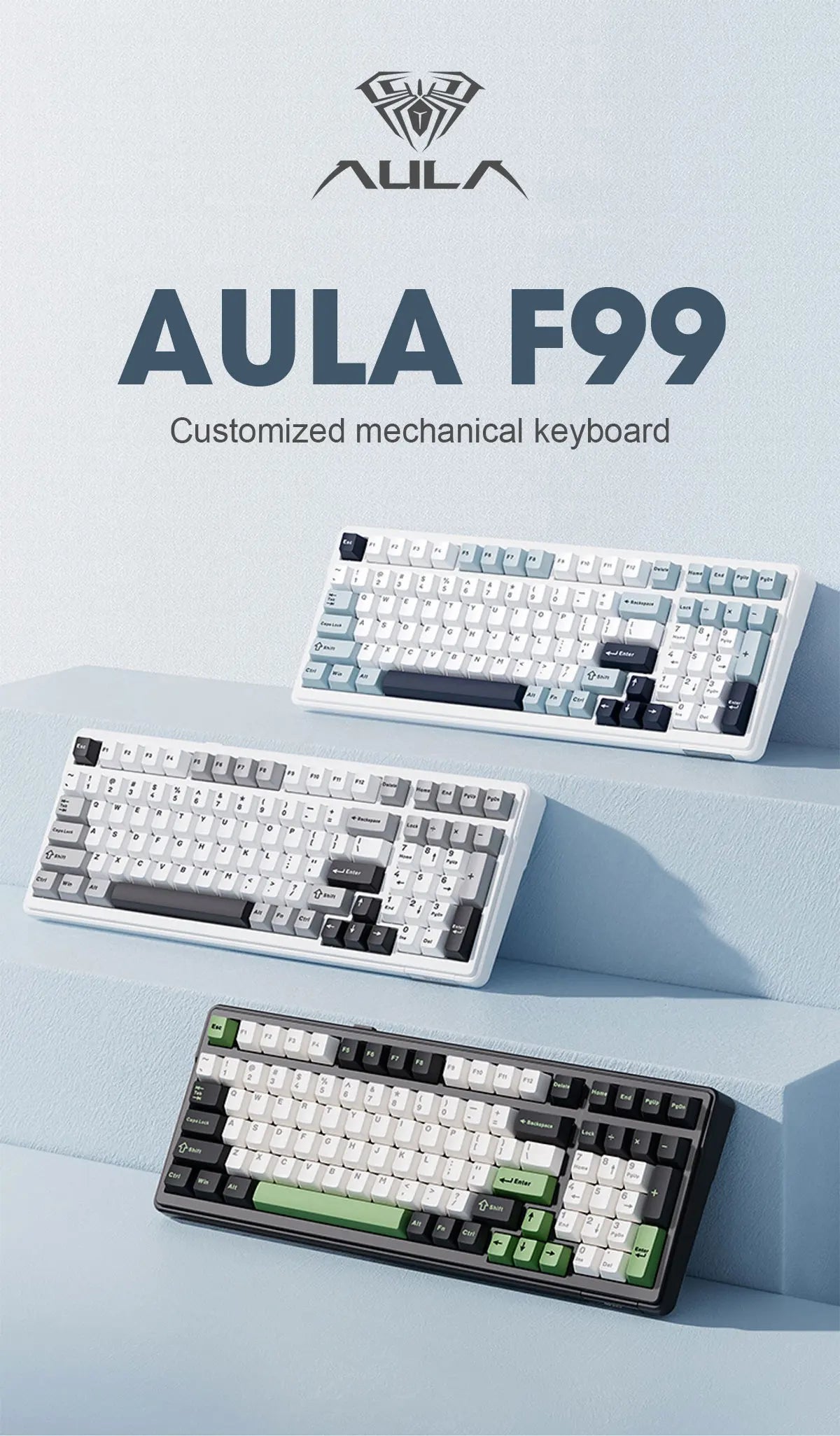 AULA F99 Wireless Mechanical Keyboard .Tri-Mode RGB Hot-Swappable Gaming Keyboard