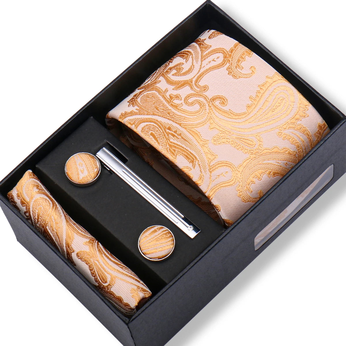 Tie Men With Box Top Quality Business Ties Hanky Cufflink Set Clips Green Necktie Corbatas For Men Wedding In Gift Box Gravatas