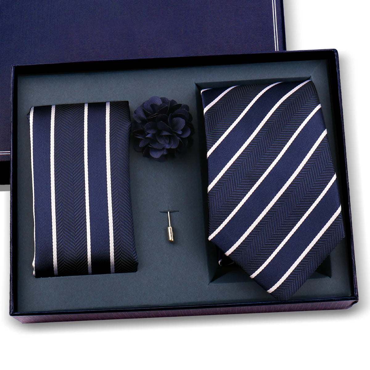 Luxury Men’s Paisley Necktie Gift Set. Silk Tie, Pocket Square, Cufflinks & Gift Box for Weddings & Business
