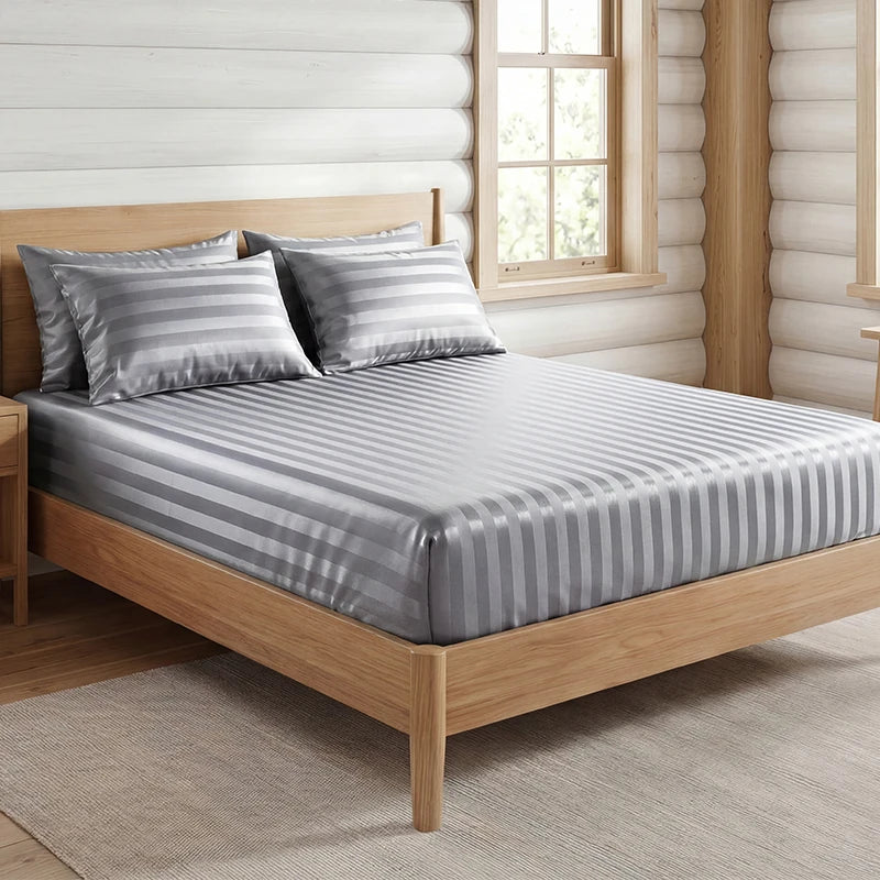 Luxury Satin Jacquard Fitted Sheet & Pillowcase Set