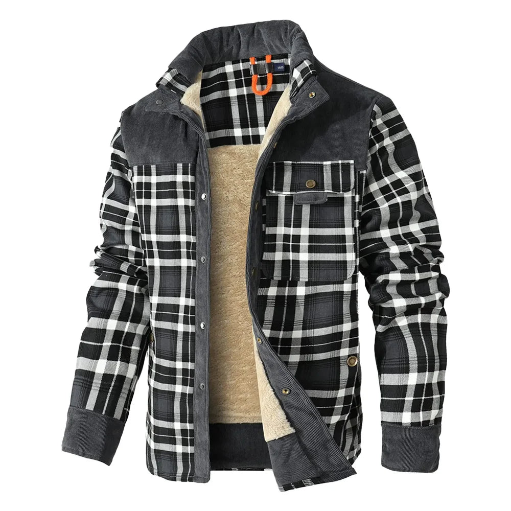 Men’s Sherpa Lined Plaid Bomber Jacket