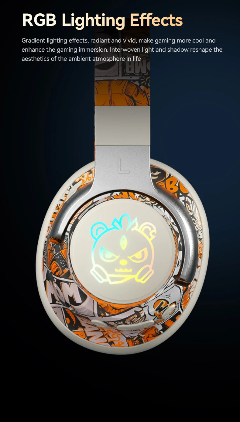 Wireless LED Light-Up Graffiti Style Bluetooth Over-Ear Headphones