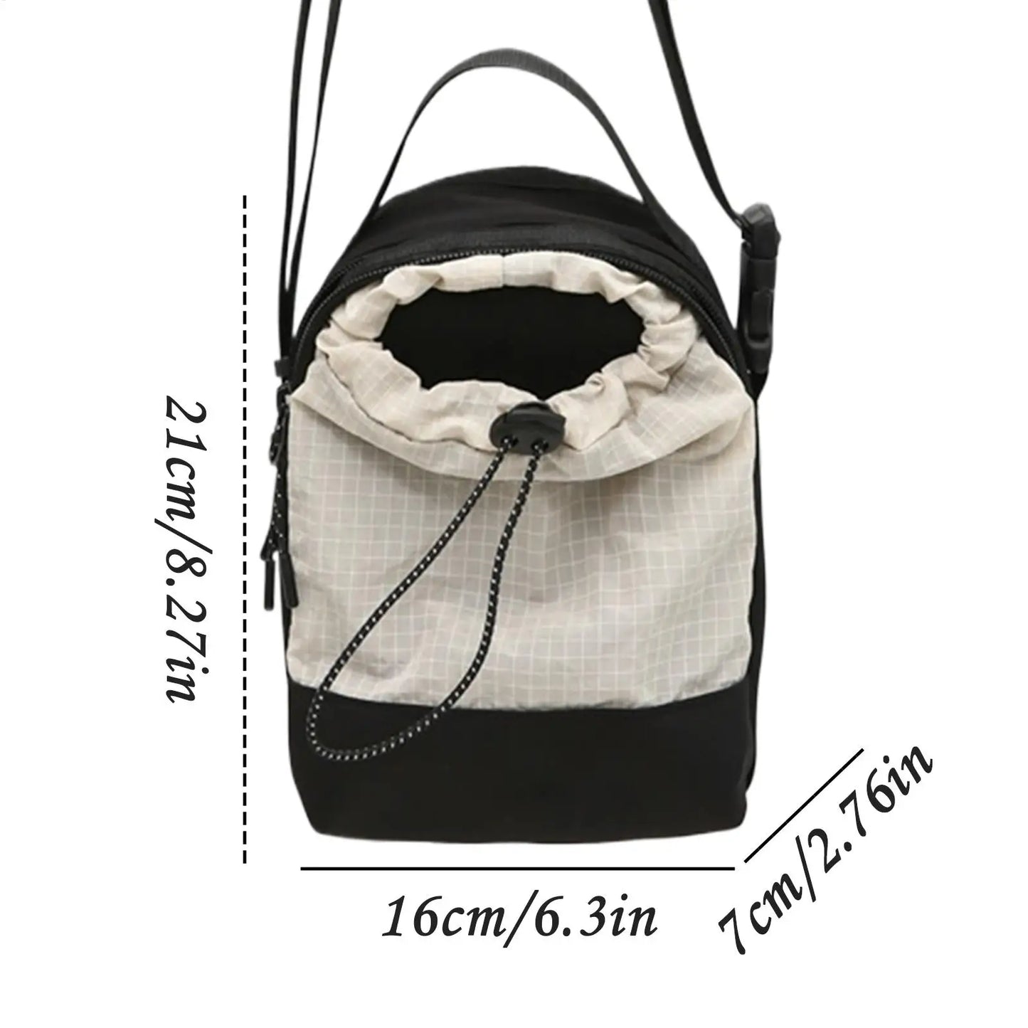 Mini Drawstring Messenger Bag. Lightweight Bucket Shoulder Bag for Travel, Shopping & Everyday Use