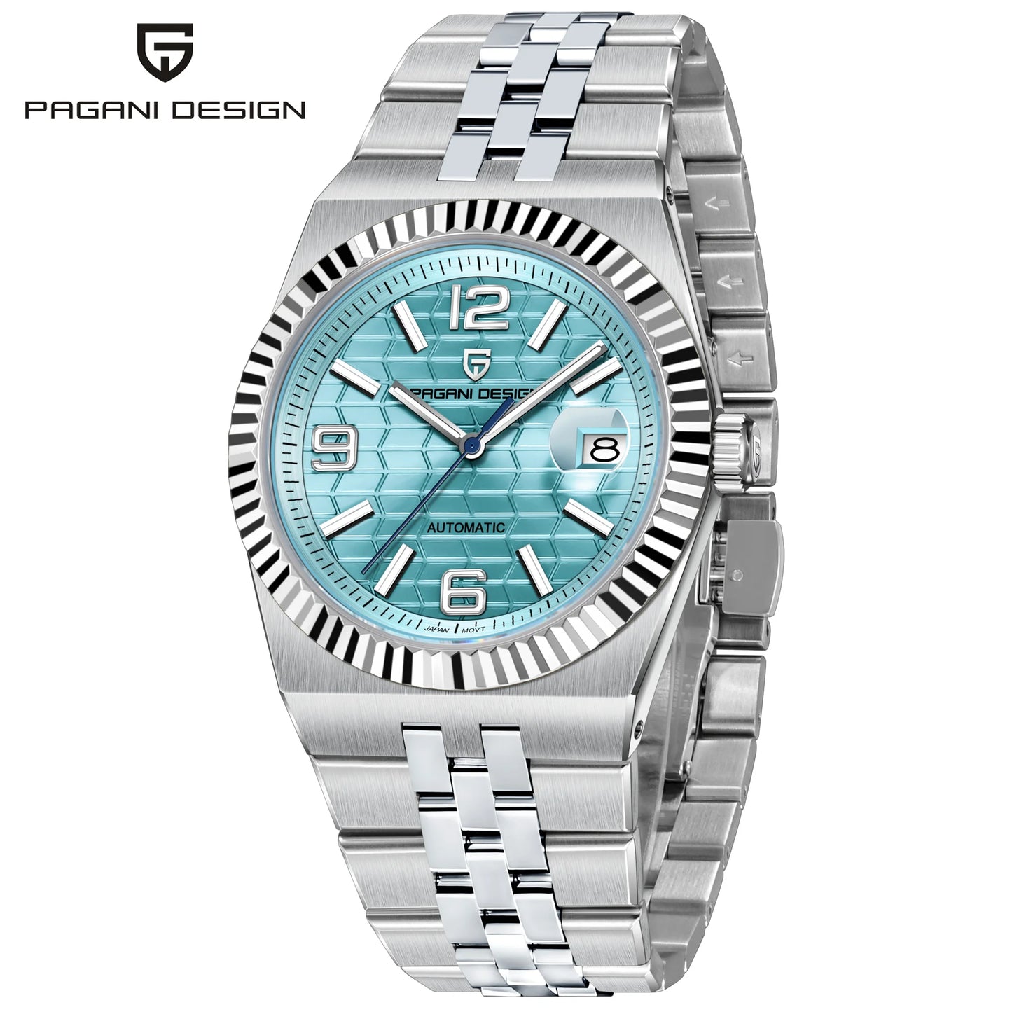 PAGANI DESIGN Men’s Automatic Luxury Watch,  Sapphire Crystal Stainless Steel Waterproof Mechanical Wristwatch with 3D Rhombus Dial