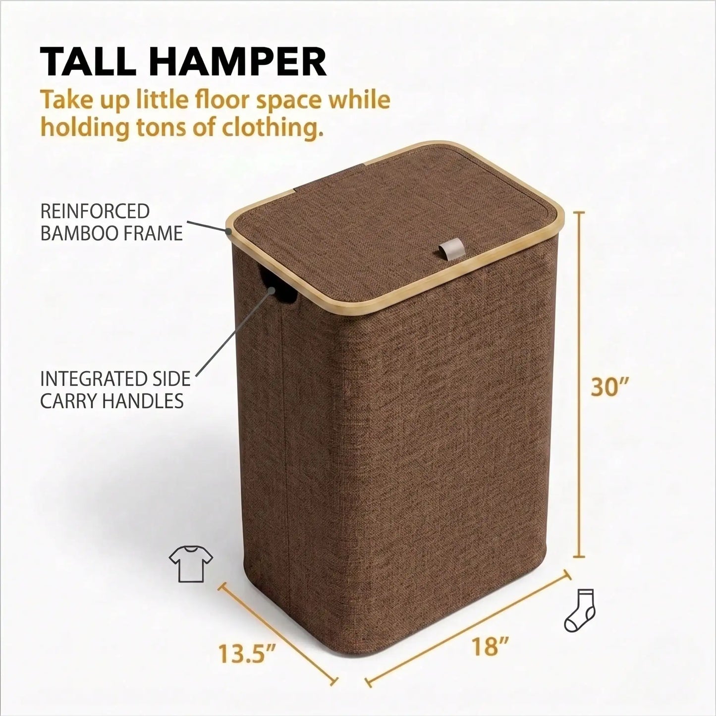110L Large Capacity Laundry Hamper with Lid & Handles.  Collapsible Oxford Fabric Basket