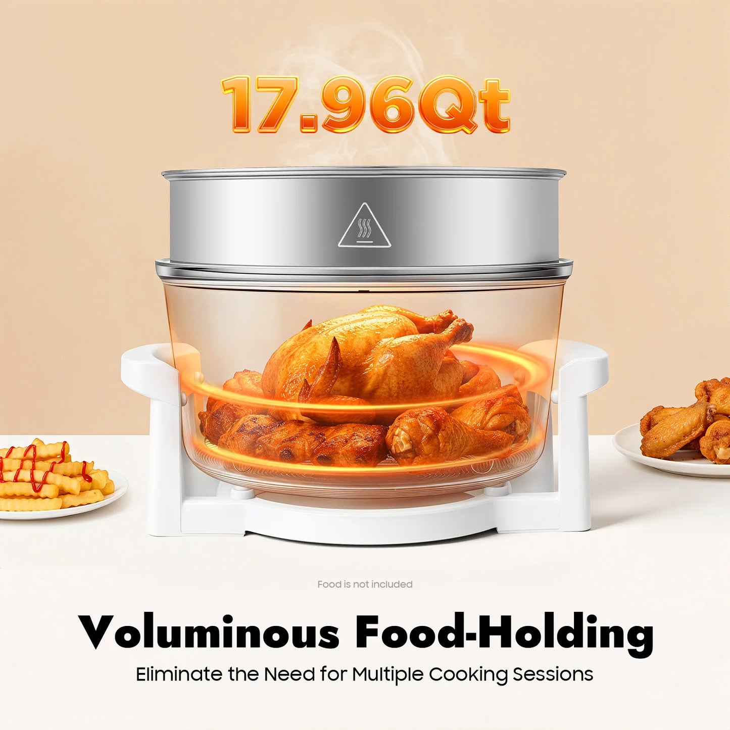 17.96QT Large Capacity Digital Air Fryer Oven 1200W–1400W with 360° Hot Air Circulation