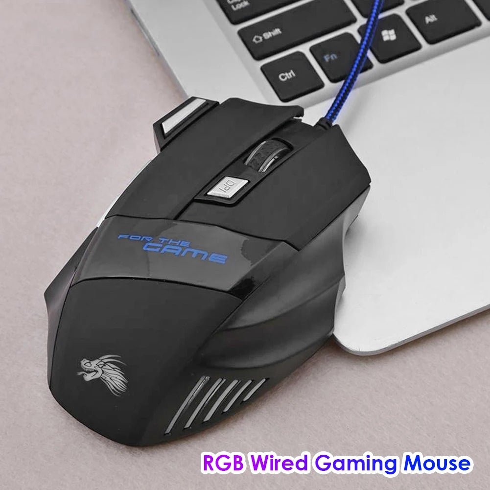 SB Wired Gaming Mouse  7 Button Ergonomic LED Backlit Mouse with 5500 DPI Precision