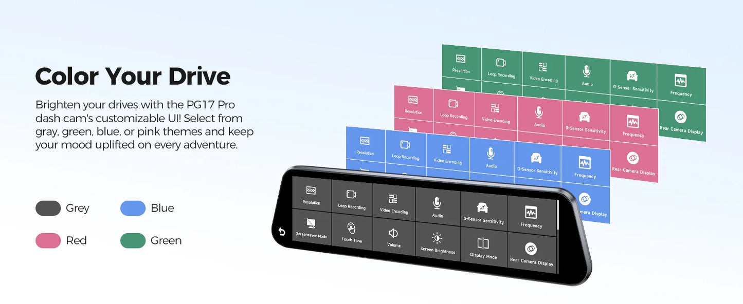 AZDOME 4K+2.5K Dash Cam PG17 Pro Dual HDR Rear View Mirror Camera STARVIS2 Sensor 5G WiFi OTA Upgrade Timeline Playback