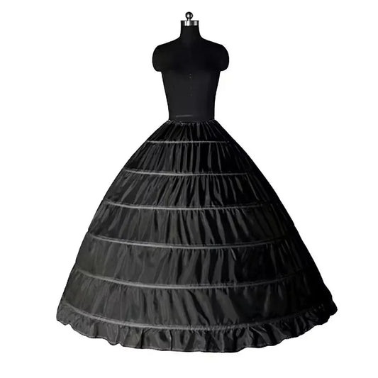 6 Hoop Crinoline Long Wedding Petticoat Ball Gown Dress Black White Red Underskirt Skirt Half Slips Wedding Accessories
