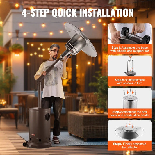 Propane Patio Heater 50000 BTU Hammered Bronze Round Table