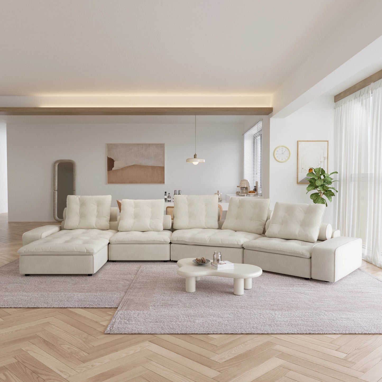 Down Filled Curved Cloud Sectional Sofa Oversized Couches Chaise Ottoman Stupendous Miami Sofa Adjustable Backrest