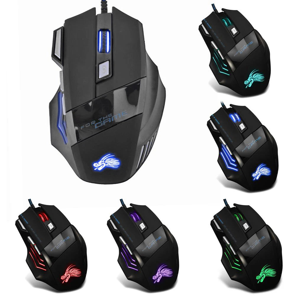 SB Wired Gaming Mouse  7 Button Ergonomic LED Backlit Mouse with 5500 DPI Precision