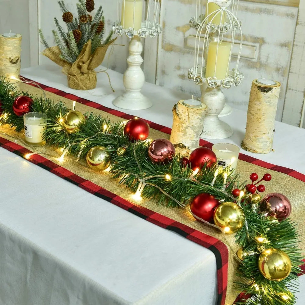 Christmas Garland Decoration, 32.8 Foot Artificial Pine Garland Holiday Decor for Outdoor Indoor Green Greenery Fireplaces Holid