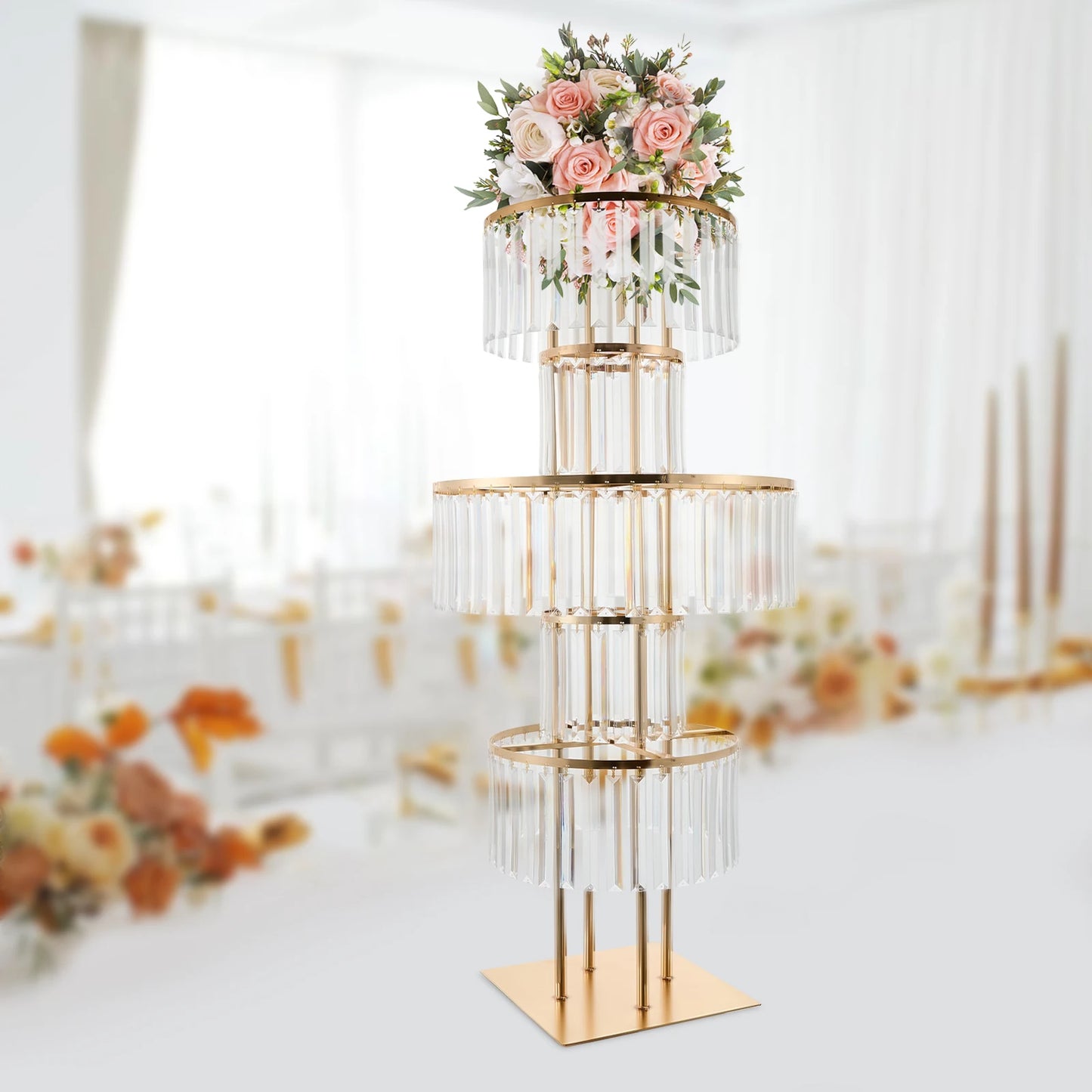 5 Tiers Acrylic Flower Stand Wedding Centerpiece Display Flower Holder Free Standing Decor for Parties, Banquets & Events