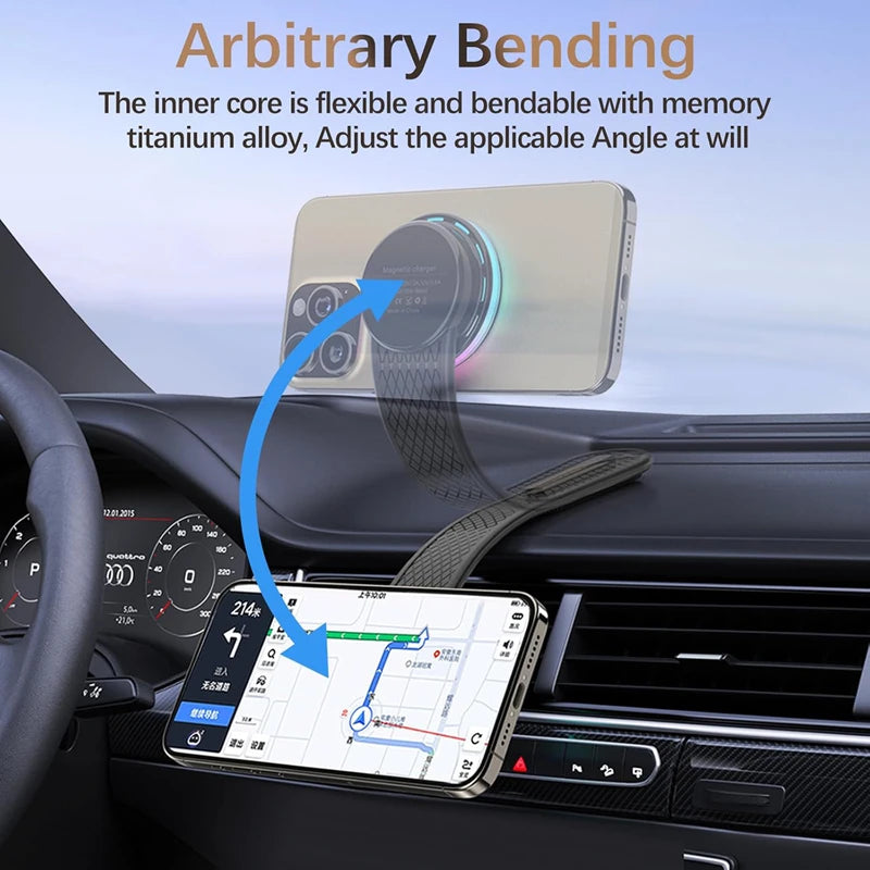 Magnetic Wireless Charger Car Adjustable Phone Holder for Magsafe iPhone 16 15 14 13 12 Pro Max 15W Fast Charging Car Charger