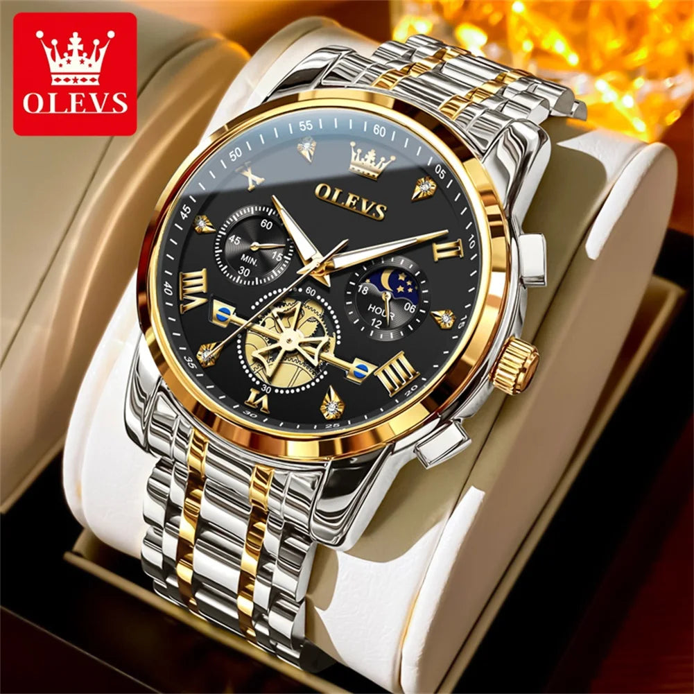 Men’s Classic Roman Numeral Watch. Elegant Metal Bracelet Design
