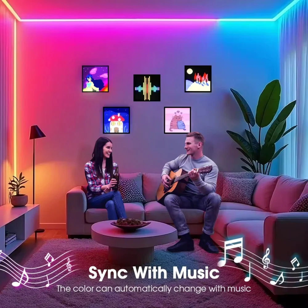 16x16 Smart LED Pixel Display Matrix .Bluetooth App-Controlled Digital Art & Night Light