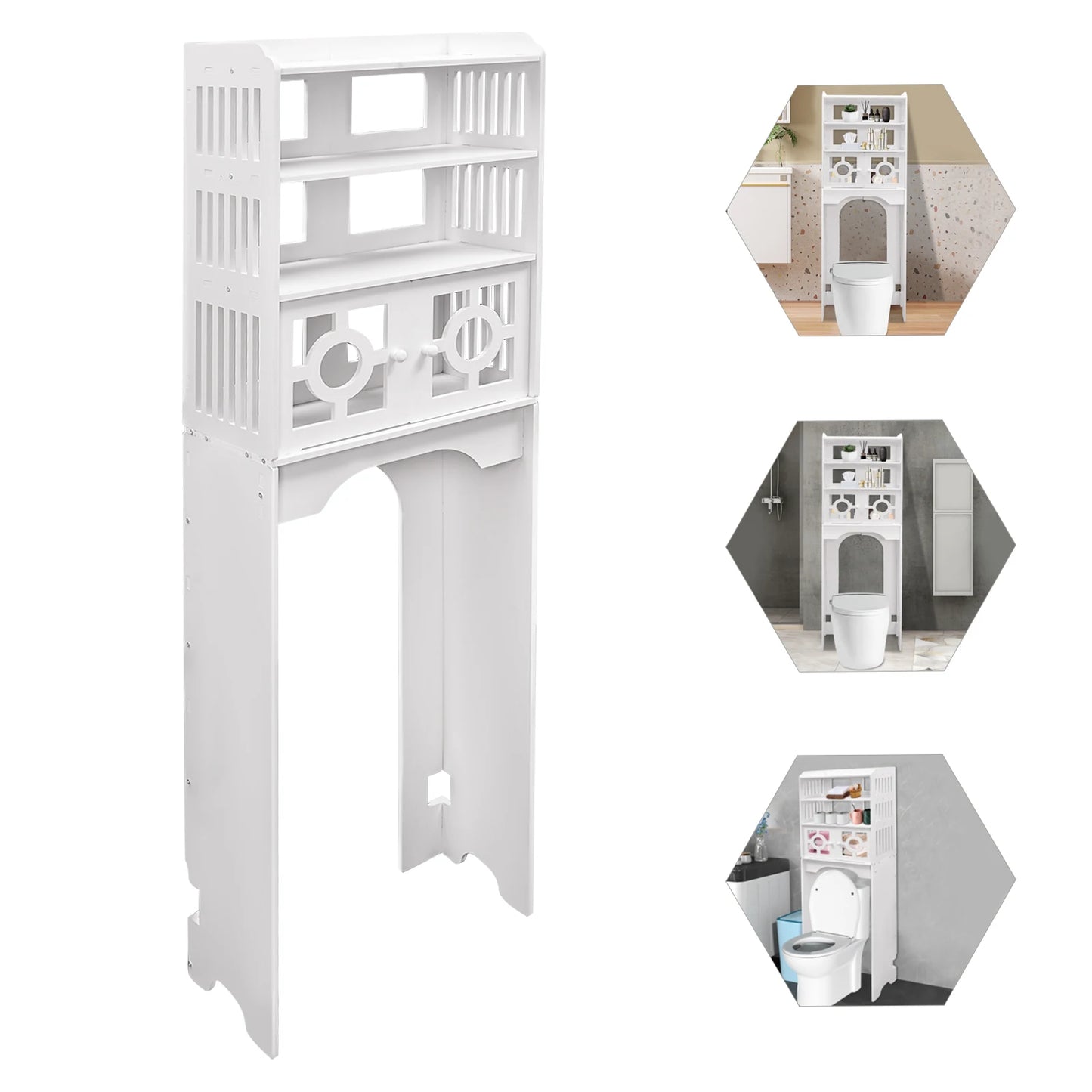 4-Tier Toilet Cabinet Space-Saving Bathroom Organizer Storage Organizer for Bathroom Essentials Toilet Bathroom Furniture