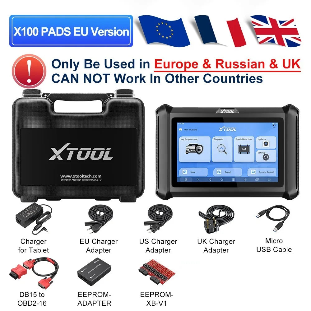 XTOOL X100 PADS V2.0 Key Programmer Automotive Scanner IMMO Read Write Chip All Key Lost OBD2 Diagnostic Tool With CANFD DOIP