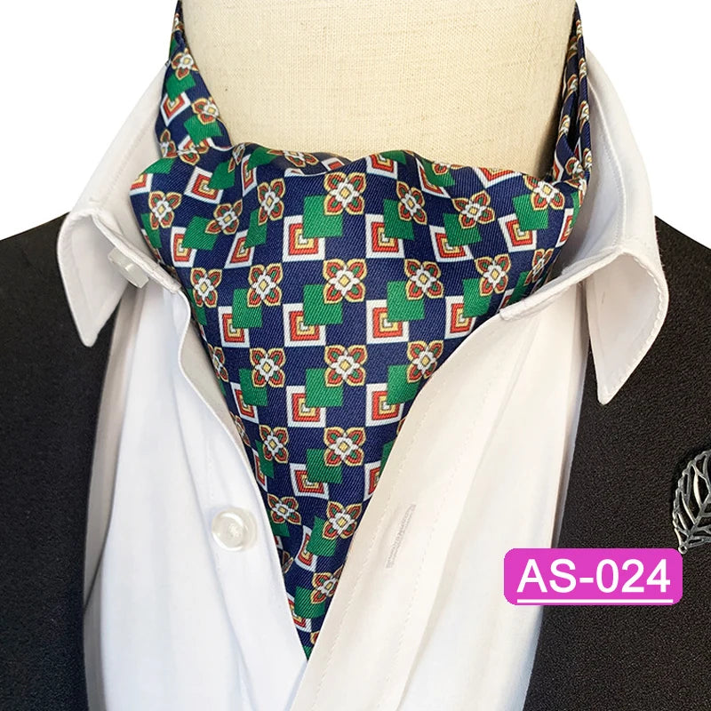 Luxury Men’s Ascot Tie & Pocket Square Set for Weddings, Business & Formal Wear