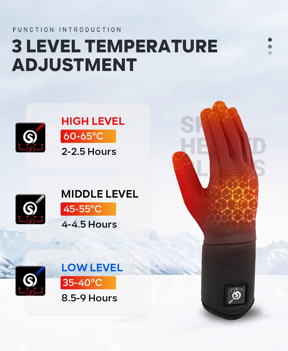 Savior Heat Electric Heated Glove Liners for Men Women Rechargeable Battery Heating Riding Ski Snowboarding  Cycling Thin Gloves
