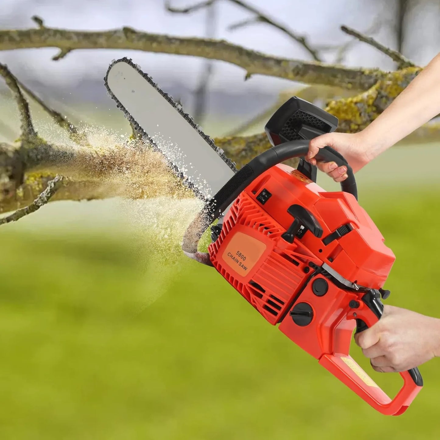 20inch 58cc 2-Stroke Cordless Gas Chainsaw,Logging Saw Power Gasoline Saw Wood Cutting Machine Handheld Petrol Gasoline Chainsaw