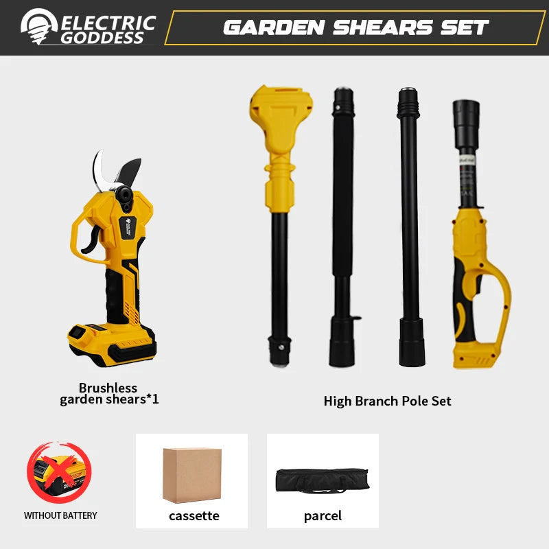 Brushless Cordless Pruning Set. Chainsaw, Electric Shears & Telescoping Pole