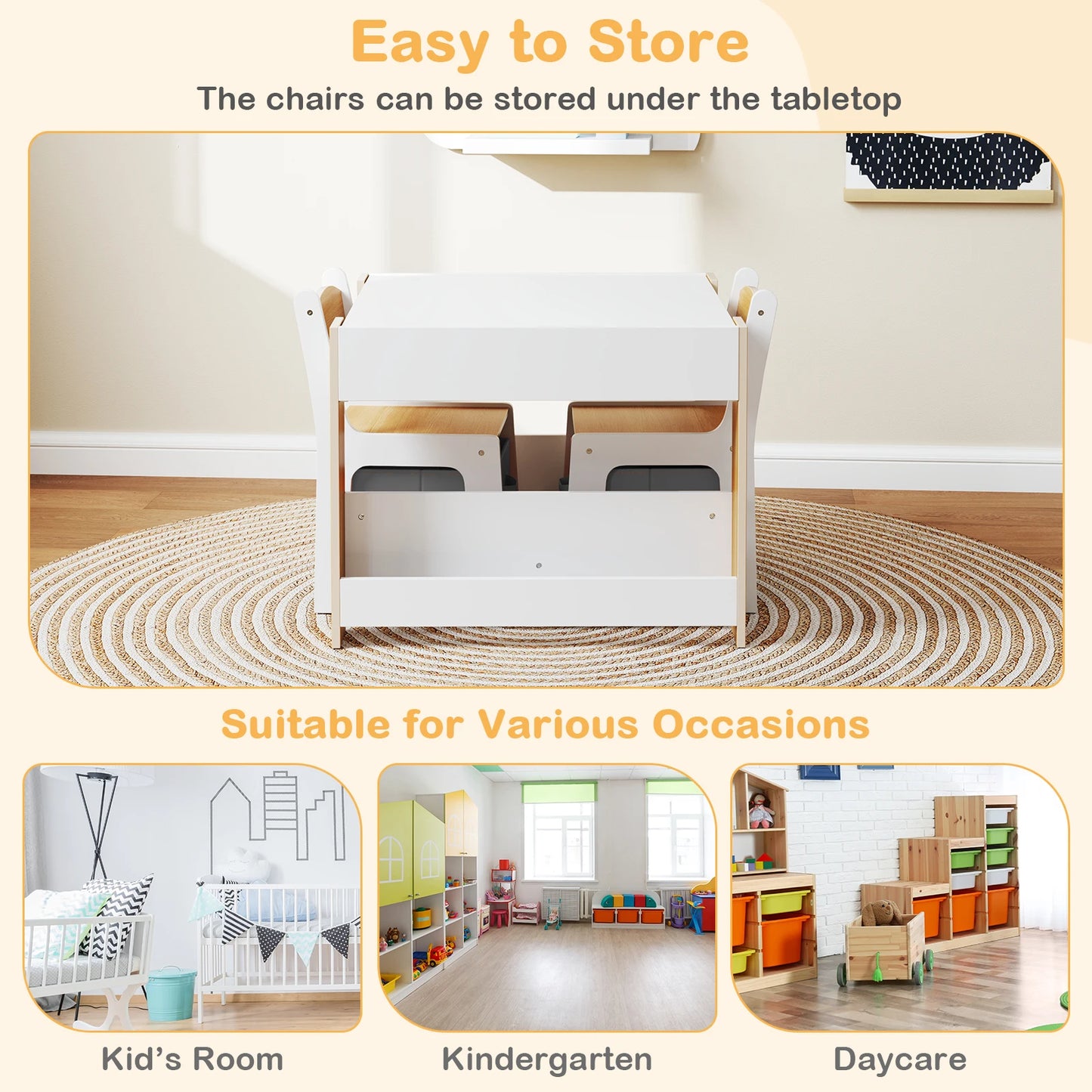 4-in-1 Kids Activity Table & Chair Set with Bookshelves and Storage Bins