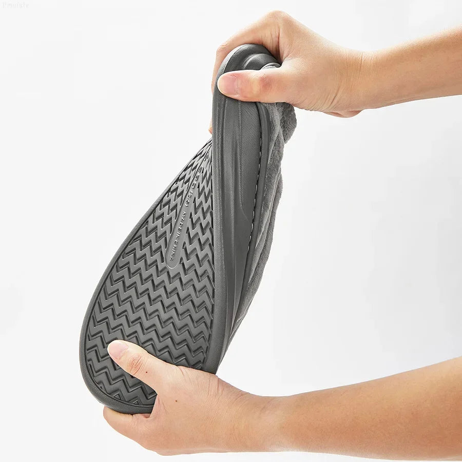 House Slippers For Men Furry Cozy Memory Foam Round Toe Couple Shoes Warm Winter Soft Plush Slippers