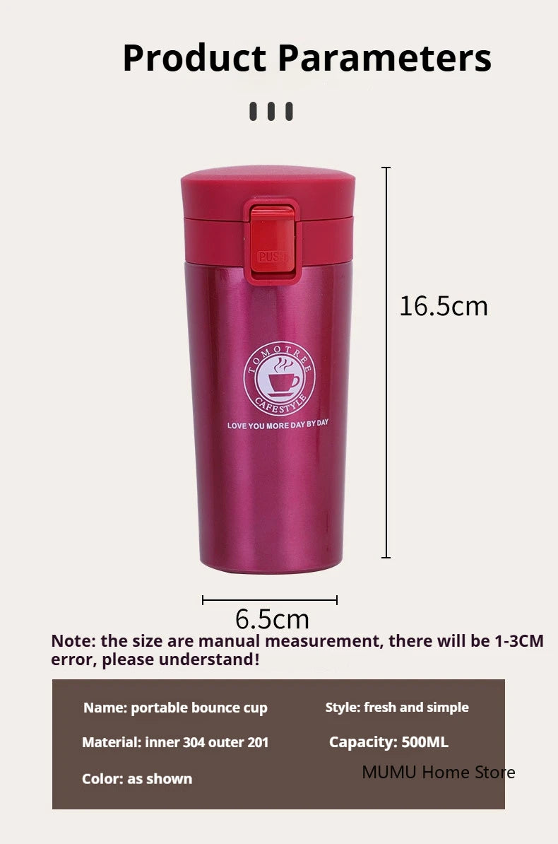 380ML/510ML Thermal Mug Double-layer Stainless Steel Coffee Cup Tea Vacuum Flask Thermos Water Bottle Leak-proof Thermos Mug