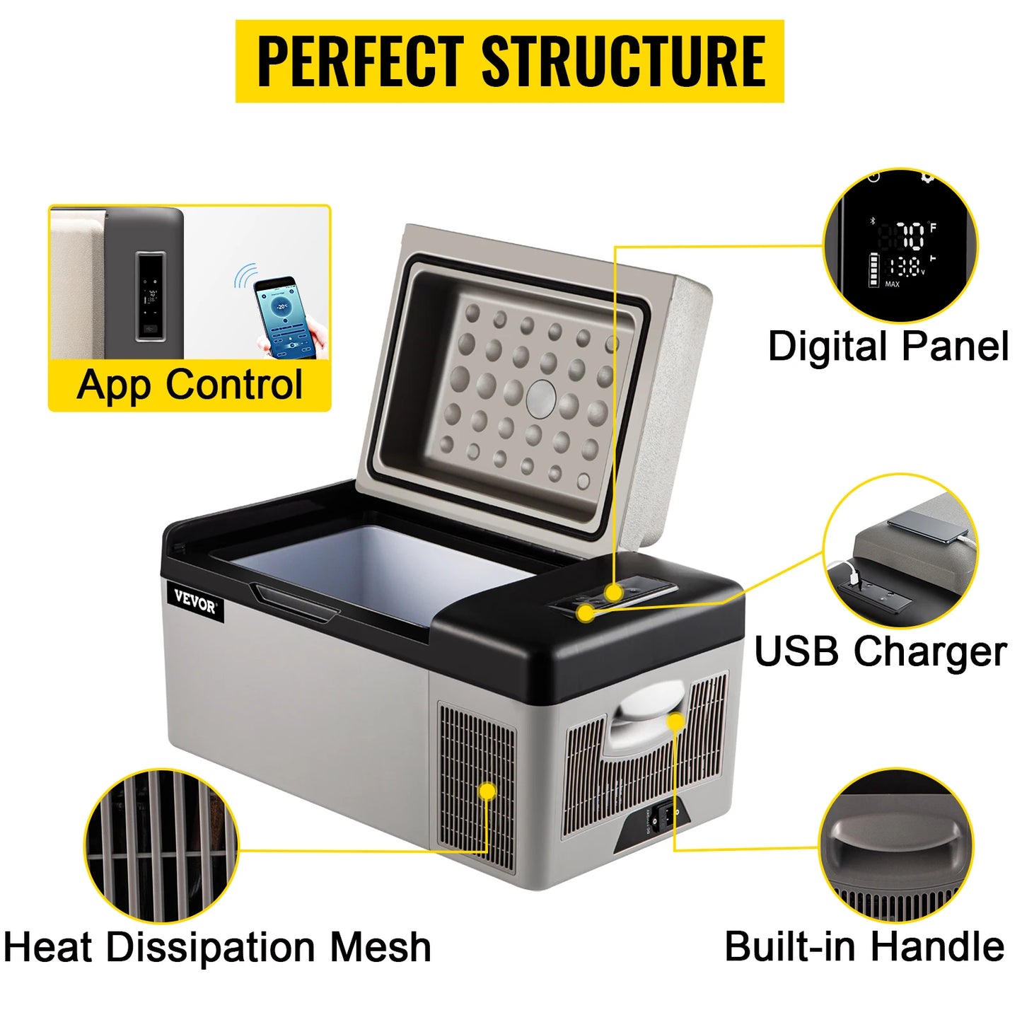 SucceBuy 15L–55L Portable Electric Car Refrigerator. Compressor Cooler & Freezer for Camping, RV, Truck, Boat, Travel & Outdoor Adventures