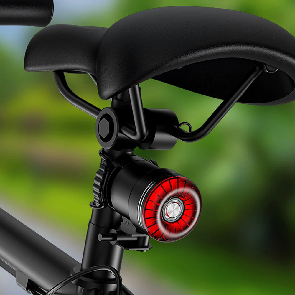 LED Bicycle Taillight 5 Modes Rechargeable Mountain Bike Safety Rear Lights Smart Brake Sensing Waterproof Cycling Accessories