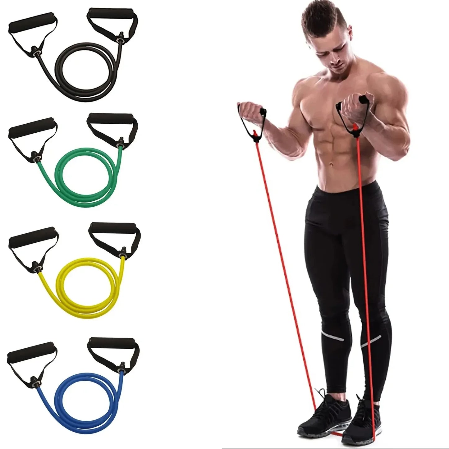 Resistance Bands Workout Set for Home Gym Strength Training and Full Body Exercise