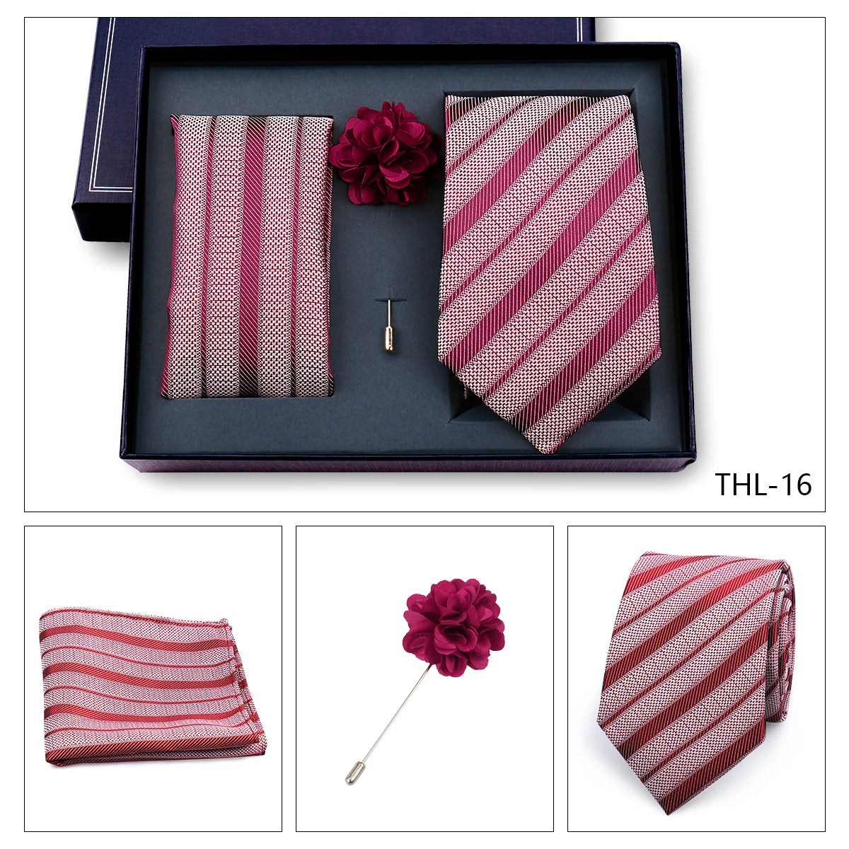Luxury Men’s Paisley Necktie Gift Set. Silk Tie, Pocket Square, Cufflinks & Gift Box for Weddings & Business