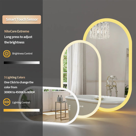 Backlit Smart LED Bathroom Mirror Oval Dimmable Anti Fog