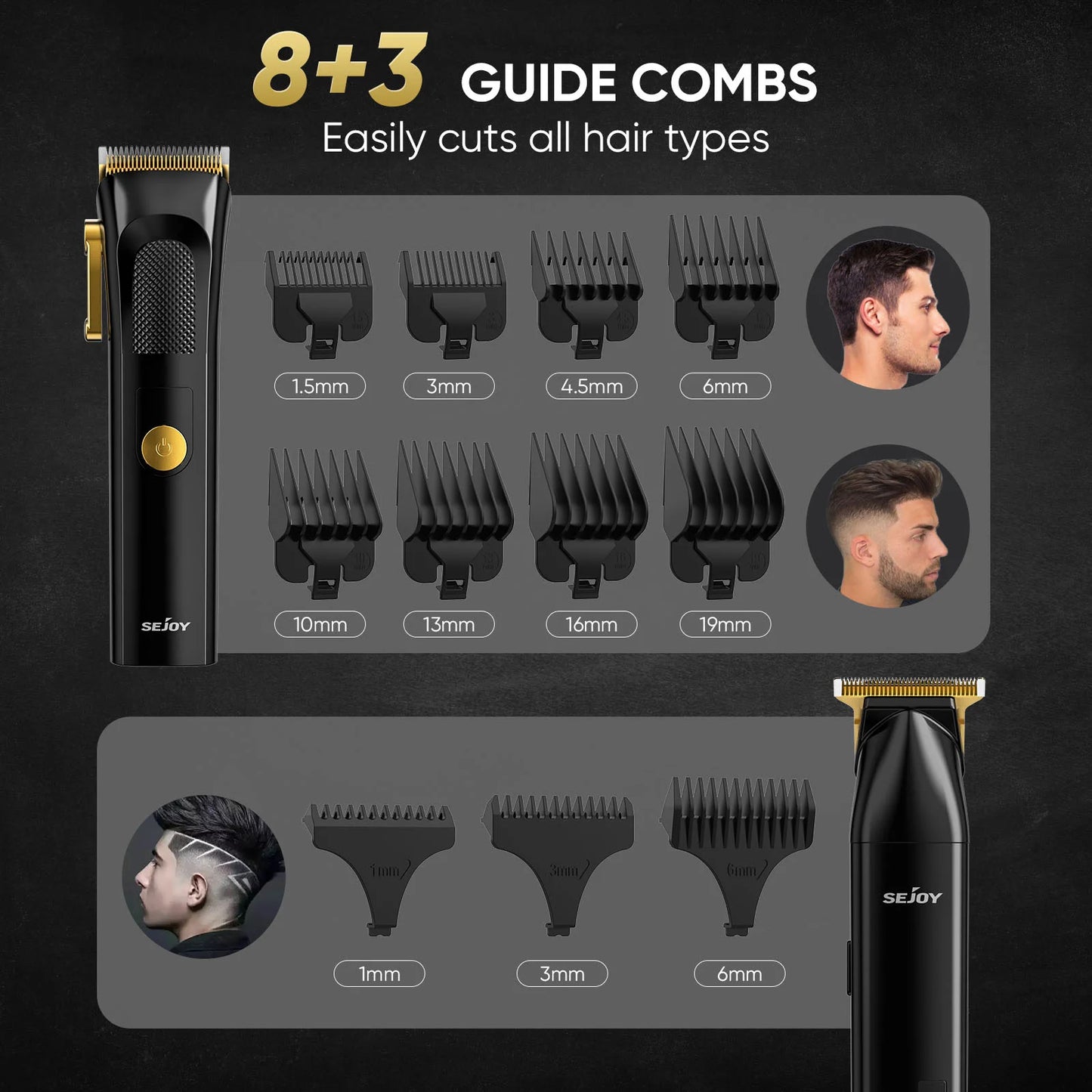 Professional Full Metal Combo Kit Barber Hair Clipper for Men Electric Beard Hair Trimmer Rechargeable Hair Cutting Machine