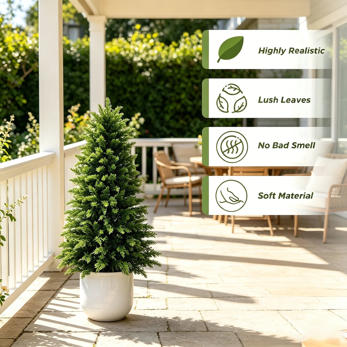 Artificial Cedar Topiary Trees – UV-Resistant Faux Outdoor Porch Trees in Planters for Front Door, Patio & Garden Décor (2–6 FT)