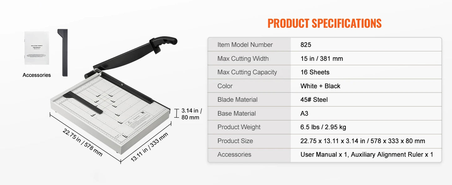 15-1/8” Heavy Duty Guillotine Paper Cutter & Trimmer