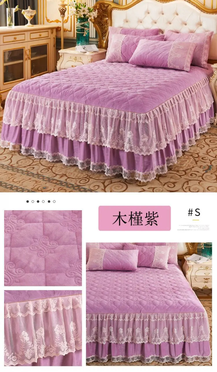 Elegant 3-Piece Lace Fitted Bedspread Set