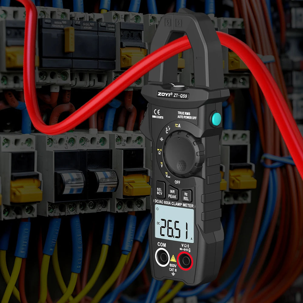 ZOYI Digital Clamp Meter 600A Current True RMS Smart Plier ammeter Auto Rang 6000 Multimeter DC AC Voltage Hz Ohm NCV Tester